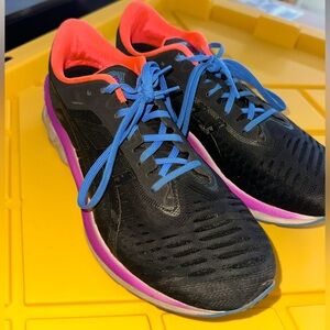 ASICS Black Running Shoes with Pink and Blue Accents